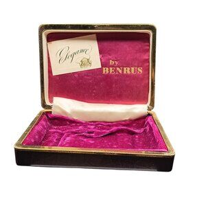 Vintage Elegance By Benrus Watch Storage Box With Velvet Interior & Gold Trim